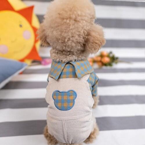 Plaid Pet Khaki Overalls Winter Warm Dog Four Legs Clothing For Small Animal Shih Tzu Maltese Puppy Costume Pajamas Pugs Product