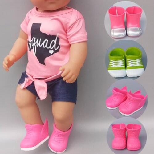 43cm Baby bona Doll Shoes Boots Green Blue Pink Doll Sneaker Accessories