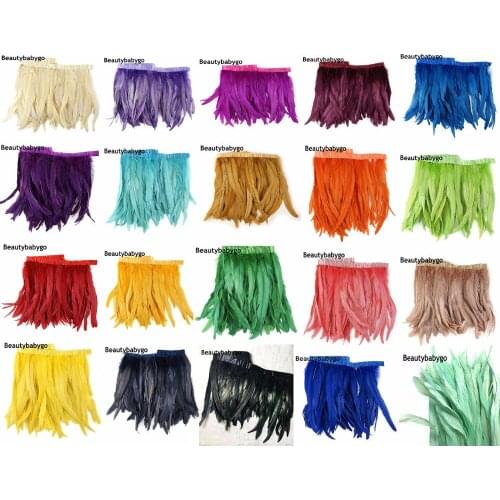 2 Yards 25 to 30CM Natural Rooster Feathers Trims Chicken Feather Ribbons For Wedding Party Decoration DIY Clothes Accessories