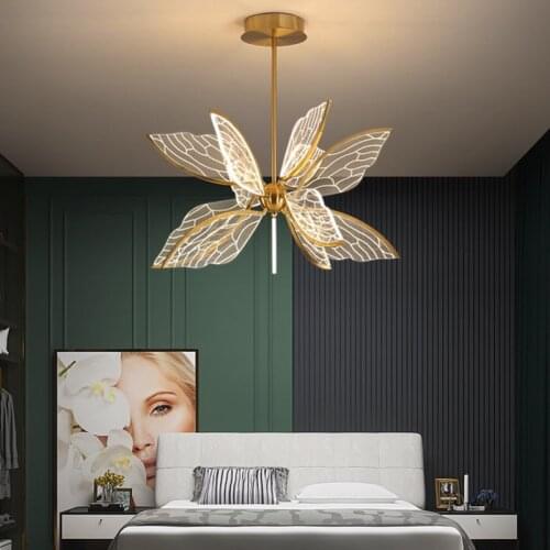 Nordic chandelier living room modern creative wings shape acrylic lighting personality simple led bedroom dining room