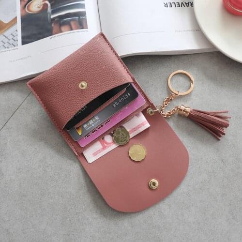Card Wallet Mini Tassel Credit Card Holder for Student Women Small Money Coins Pouch Cute Bank Cards Change Bags