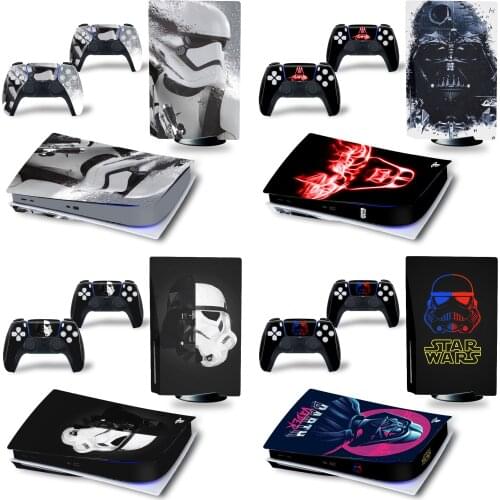 Marvel Star Wars PS5 Disk Skin Sticker Decal Cover for PlayStation 5 Console and 2 Controllers PS5 Disk Skin Sticker Vinyl