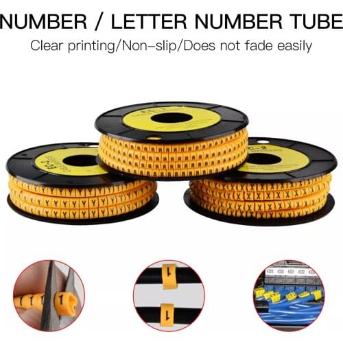 Number tube EC-1 EC-1.5 EC-2.5 EC-4 EC-6 Square Number Tube Cable Marker Colorful Mark Wire M Number 0 to 9，A-Z