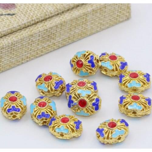 New fashion high quality gold-color hollow rectangle 5pcs cloisonne accessories 12*16mm spacers beads jewelry making B2494