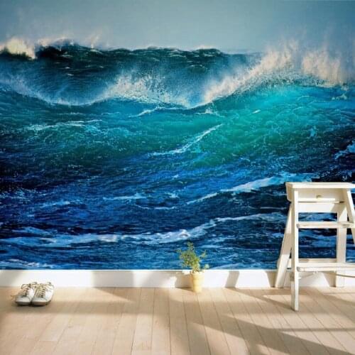 Beibehang Blue ocean waves home decor papel de parede 3d wallpaper for living room 3d room landscape wall papers home decor