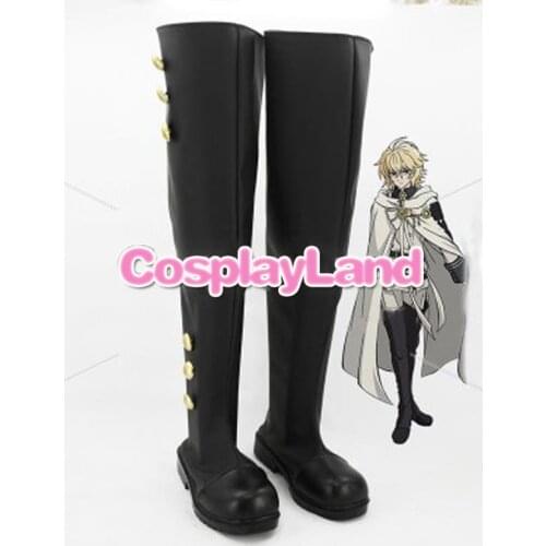 Seraph of the End Mikaela Hyakuya Cosplay Boots Shoes Anime Party Cosplay Boots Custom Made Men Shoes
