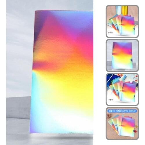 Practical 20pcs Excellent Quick Dry Glitter Vinyl Sticker Paper Portable Holographic Decals Eco-friendly for Dorm