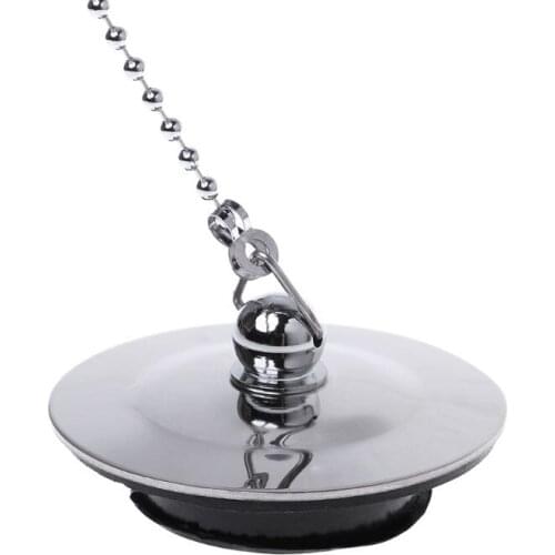 Bathtub Drain Plug With Chain Sink Basin Water Stopper For Bathroom Kitchen Chrome Plated