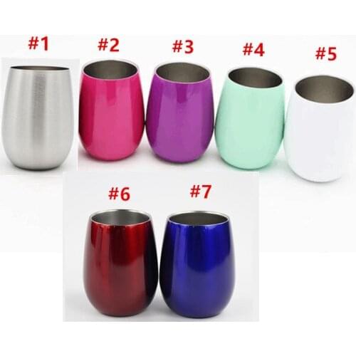 Quevinal 50pcs 9oz egg cups Red Wine Glasses mugs 304 Insulated Double Wall Stainless Steel Wine Tumbler outdoor mugs with lids