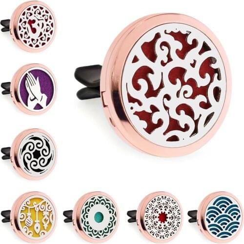 Rose Gold Swirl Applause 30mm Magnet Open Essential Oil Car Vent Clip Perfume Diffuser Locket Free 10 Pads