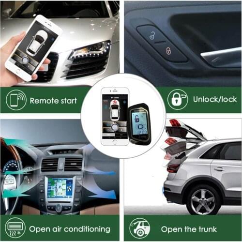 100M 2 Way LCD Display Keyless Entry Car Anti-Theft Alarm System Security Car Door Lock Alert Burglar Remote Control Engine Star