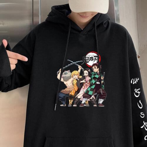 Demon Slayer Hoodies Casual Long Sleeved Streetwear Pullover Oversized Sweatshirt Men Fashion Autumn Winter Hip Hop Top