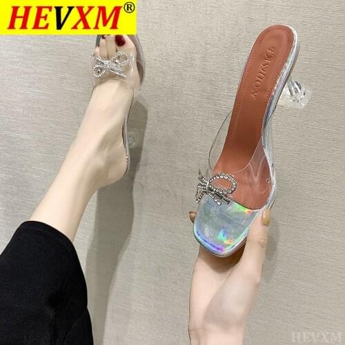 Luxury Women PumpsTransparent PVCHigh Heels Sexy Crystal Pointed Toe Slip-on Wedding Party Brand Fashion Shoes For Lady