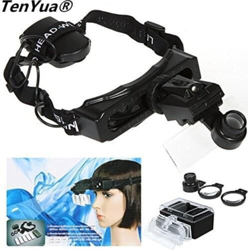 TenYua 1-20x Helmet Magnifying Glass Illuminated Magnifier Watch Repair Helmet Glasses Loupe for Watch Repair Dental Loupe