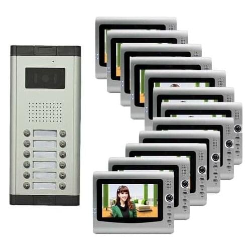 XinSiLu 7 inch color screen color video intercom doorbell video door phone /doorphone / intercom system 1 to 12 + Free Shipping