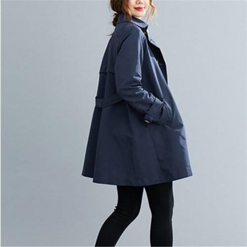 2021New Spring Autumn Maternity Trench Coat Fashion Lapel Double Breasted Mid-Length Women Oversized 5XL Loose Windbreaker aq163