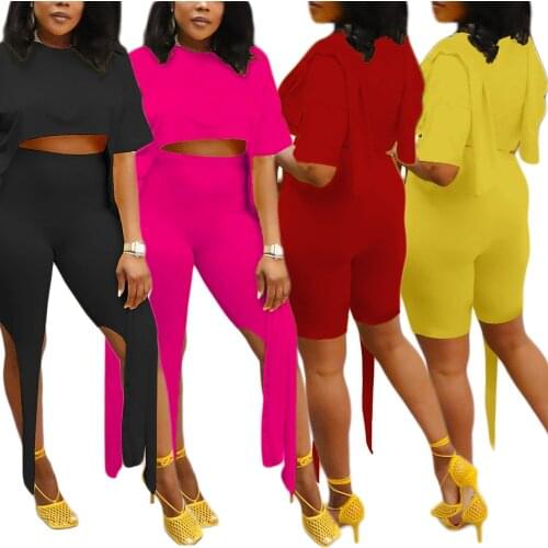 Sexy 2 Pieces Club Outfit with Long Strings Women Short Sleeve O Neck Crop Top and Biker Shorts Strap Shorts Sets Summer Outfit