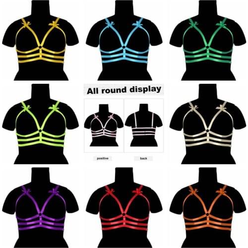 Pink Bow Plus Size Lingerie Stocking Belt Harness Garters For Busty Women Sexy Underwear Bondage Cage Bra Punk Goth Dance Rave