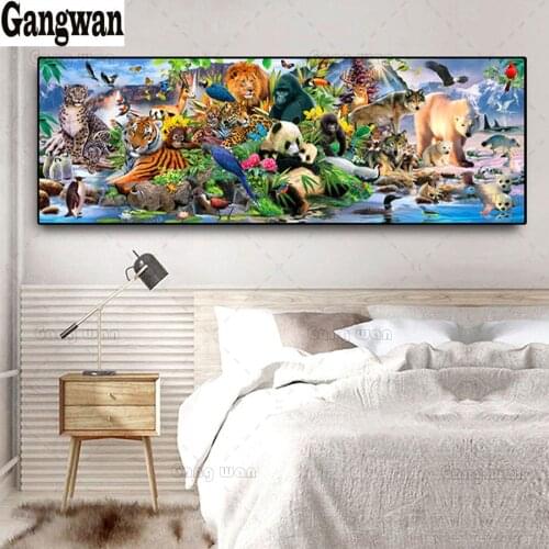 Zoo 5D Diamond Painting Full Square Round Animals Around The World Sale Diamond Art Embroidery Landscape large size Decoration