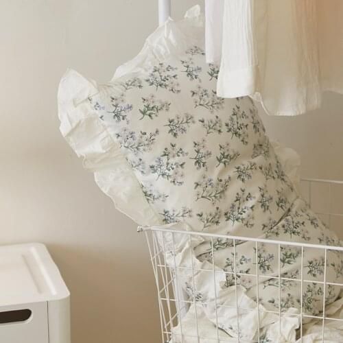 Pastoral Pure Cotton Thick Single Pillowcase Luxury Cushion Cover European Embroidery Ruffle Bedding Pillowcase 48*74cm 1pc