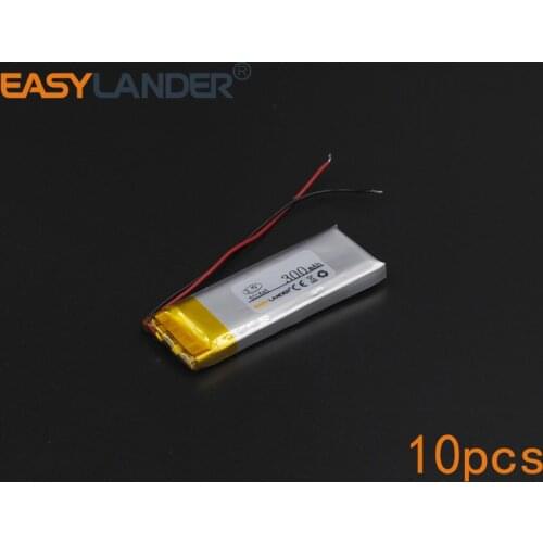 10pcs/Lot 3.7V 300mAh 501645 Rechargeable li Polymer Li-ion Battery For bluetooth headset mouse Bracelet Wrist Watch 051645