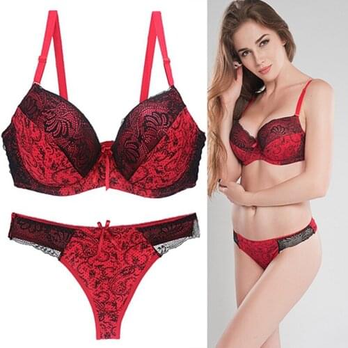 2020 Hot Sale 2pcs/Sets Push Up Bra Set Women Health Big Size Lace Underwire Bra & Brief Sets Sexy Lingerie Panty Female