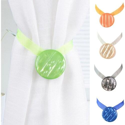 2021 1Pc Simple Fashion Round Shape Window Curtain Tieback Magnetic Closure Buckle Drape Holdback Home Decor Curtain Tieback