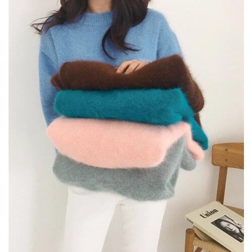 2021 Women Sweater Pullover Female Knitting Overszie Long Sleeve Loose Elegant Knitted Thick Outerwear Womens Winter Sweaters