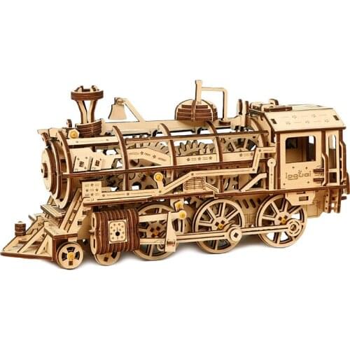 3d Wood Model Puzzle DIY Steam Locomotive Mechanical Game Wooden Model Engineering Kits Assembly Educational Toys For Kids