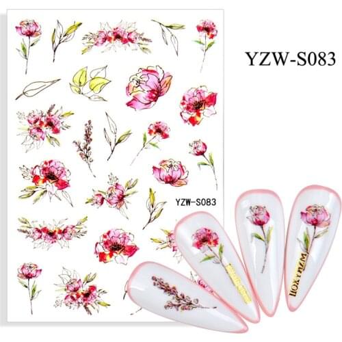 3D Nail Sticker Peony Rose Flower Slider Nails Art Decoration Wraps Decals Cute Design Adhesive Manicure Tips Stickers Pegatina