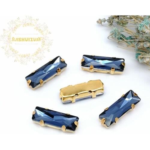 5*10 5*15 Chinese Cymbidium Rectangle Glass Crystal sew on rhinestone with gold claw Diy wedding dress accessories Free shipping