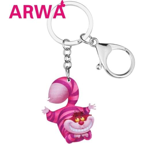 ARWA Acrylic Pink Kitten Cat Keychains Keyring Big Long Cute Cartoon Animal Key Chain Jewelry For Women Girls Kid Fashion Gift