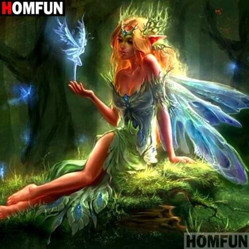 Homfun Full Square/Round Drill 5D DIY Diamond Painting "Butterfly fairy" 3D Embroidery Cross Stitch Home Decor Gift A13149