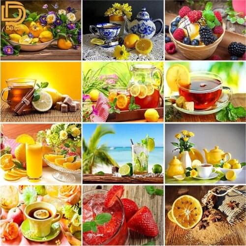 DIY 5D Diamond Painting Lemon Diamond Embroidery Fruits Cross Stitch Picture Rhinestones Mosaic Paintings Kitchen Decor Gift
