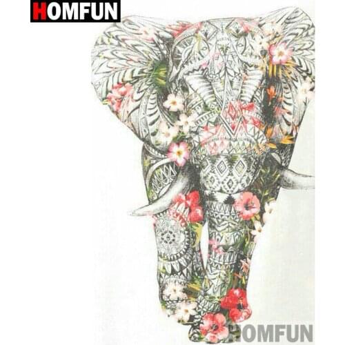 HOMFUN Full Square/Round Drill 5D DIY Diamond Painting "Animal elephant" 3D Diamond Embroidery Cross Stitch Home Decor A19702