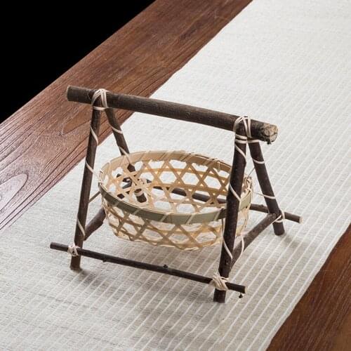 Handmade Bamboo Weaving Storage Basket Nuts Snack Food Picnic Bread Container Kitchen Storage Basket Countertop