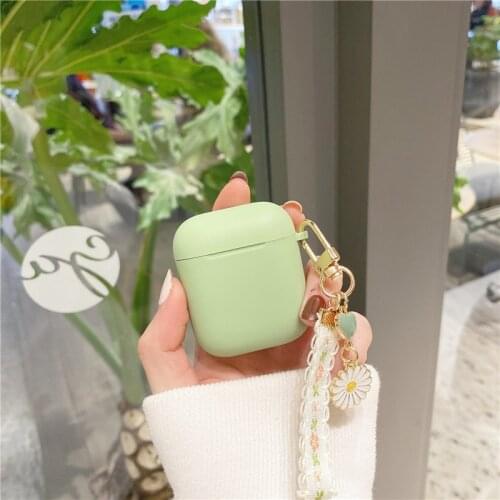 For AirPods 2 Case Korea Cute Case air pods luxury Flower Lace Keyring Silicone Earphones Case for apple air pods pro cover