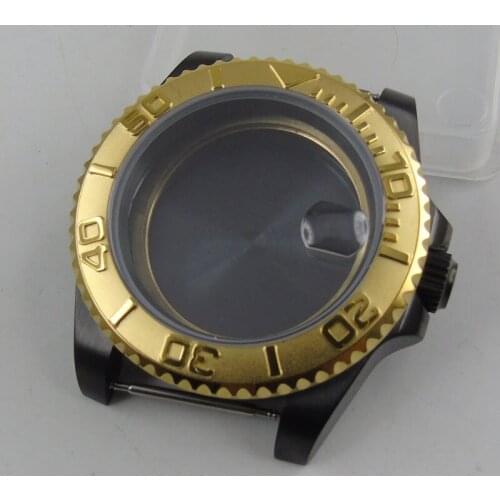 40mm Watch Case Sapphire Glass PVD Coated Fit For NH35A NH36A ETA2836 Miyota 8215 821A 8205 Movement Rotating Bezel