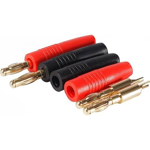 For New 4mm Plugs Gold Plated Musical Speaker Cable Wire Pin Banana Connectors Adapter Lantern Head Screw Type Red and Black