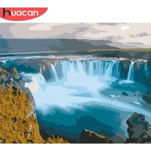 HUACAN DIY Pictures By Number Sea Kits Drawing On Canvas Painting By Numbers Waterfall Hand Painted Paintings Gift Home Decor