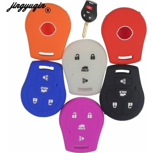 Jingyuqin For Nissan Micra Qashqai Maxima Altima Sentra Versa Car Silicone 4 Button Remote Key Case Fob Cover Holder