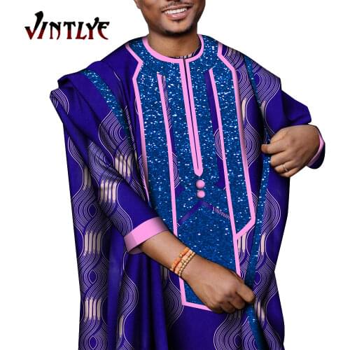 2 Piece Set African Dashiki Men Robe Coat and Slim Shirt Loose Ankara Fashion Print Traditional Agbada Robe Coat 3XL WYN1640