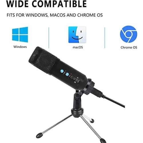 Condenser Microphone Live Broadcast Equipment USB Large Diaphragm Wired Mic Computer Recording Sound Card Integrated