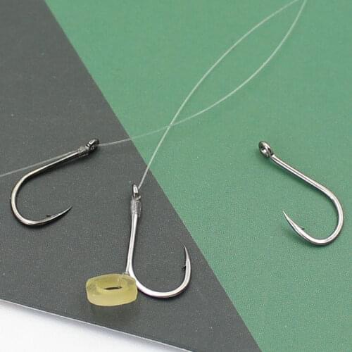 30PCS Fishing Hooks Carp Barbed Nickel Coated Feeder Hook Short curved shank Ringed Right Bent Circle Fish hook for Chod Rigs