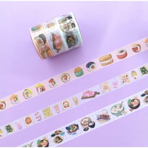 15mm Chocolate Fragrance Washi Tape Set Food Theme Sushi Noodles Scrapbooking Masking Tape DIY Adhesive Deco Tape