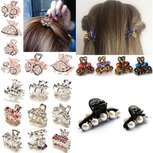 Crystal Mini Butterfly Headwear Claw Rhinestone Hair Clip Clamp Hairpin Flower Clamps Hair Clips Decor Hair Pin Claw Women Girl