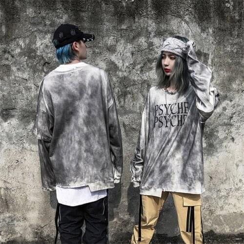 Hip Hop Streetwear Youth Fashion Gradient Tie Dye Thin Sweatshirts Couple Cotton Tshirt Spring Autumn Casual Loose O-Neck Hoodie