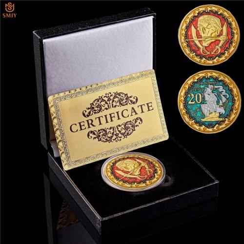 Augustine Herman Pirates of the Caribbean Gold/Silver Challenge Coin Creative Home Decor Accessories Souvenir Coin Artwork W/Box