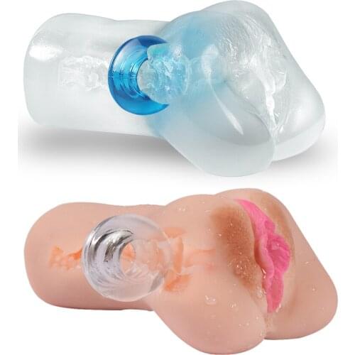 Male Adult Toy Transparent Penis Ring Airplane Cup Realistic Clit Anal Blowjob Deep Throat Masturbator Silicone Double Ring