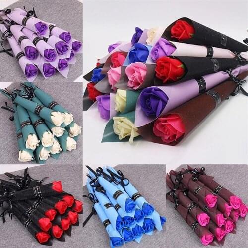 10pcs Soap Rose Artificial Flower Girl Friend Valentines Day Gift Anniversary Flower Set Fake Rose Soap Flower Wedding Decor
